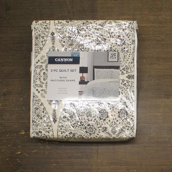 NWT Cannon Gramercy Quilt Set 3-Piece Paisley Gray Multi Full / Queen - Picture 7 of 9
